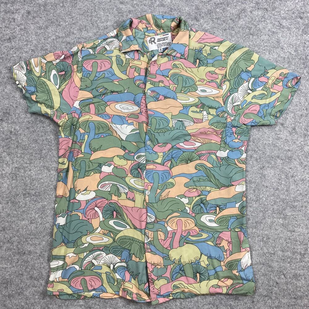 Blue and Green Casual Button Down Shirts with Unique Pattern